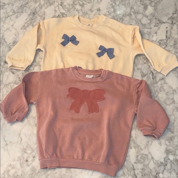 H&M Other - H&M Cute Bow Sweatshirts in Pink and Cream Bundle 2T